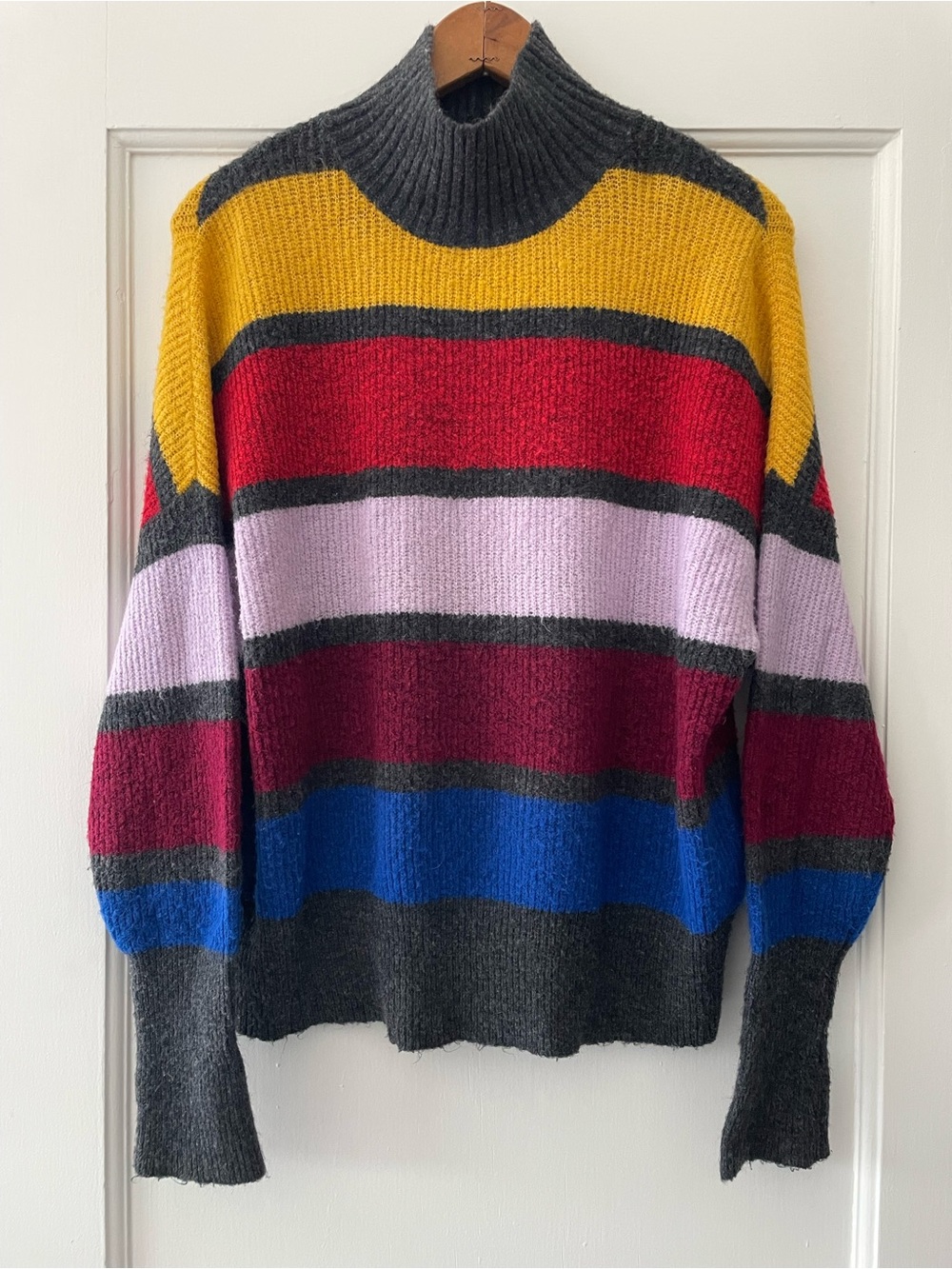 Express Cozy Multicolor Stripe Turtleneck Sweater - Women's S